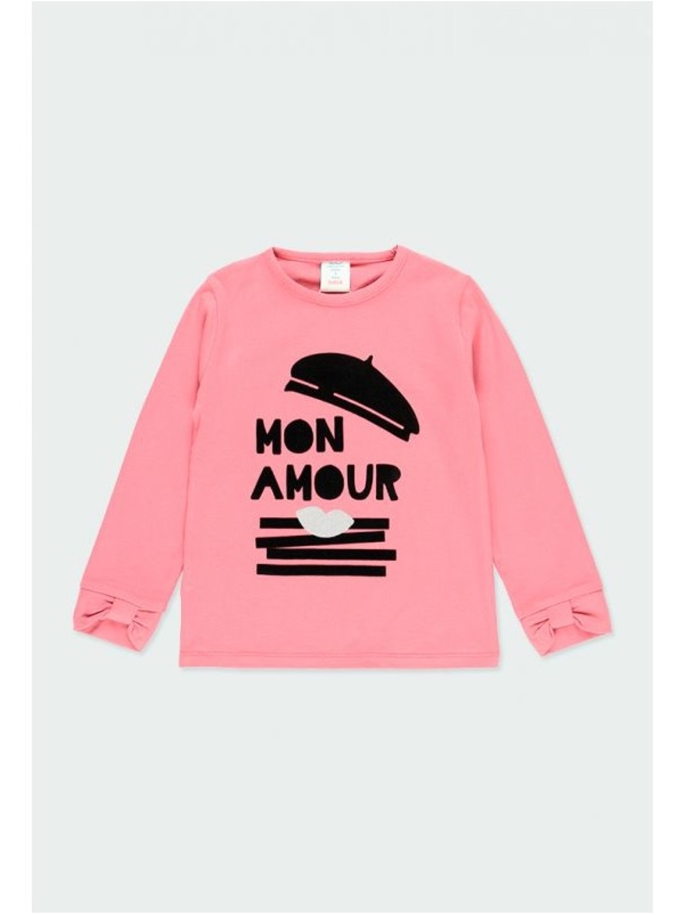 Girls' Pink 'Mon Amour' Long Sleeve Graphic Top